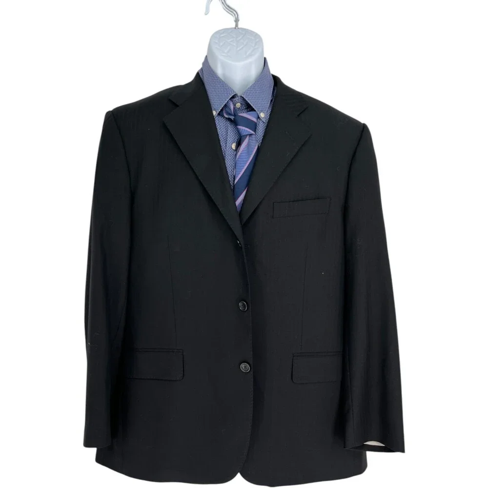Vitale Barberis Canonico Suit Jacket Men's Size 44 Black Wool Quiet Luxury